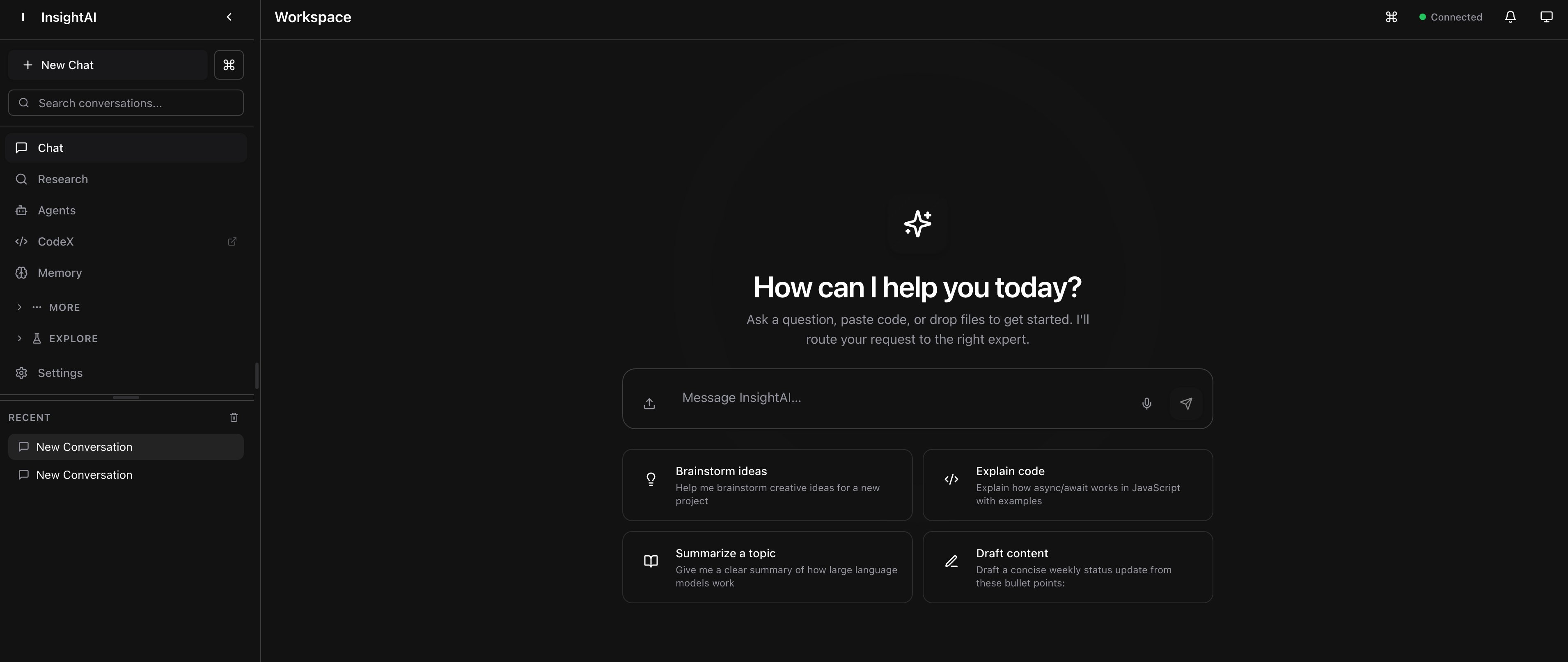 InsightAI Chat Interface
